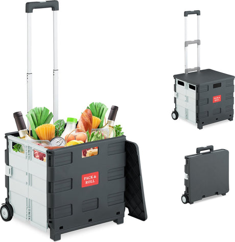 Merkloos sans marque boodschappentrolley op wielen - met deksel - tot 35 kg - telescopisch - wit
