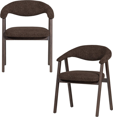 Woood avar eetkamerstoel armleuning bruin - set van 2 - 77x60x60