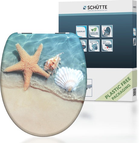 Schütte WC-Sitz 82196 Strand - Duroplast - Absenkautomatik - Chromscharniere - Dekor - 1-seitiger Druck