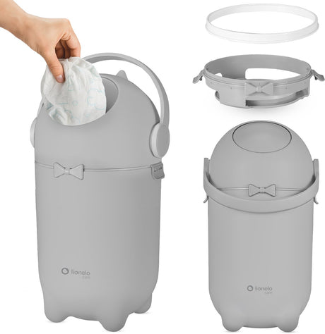Lionelo Purebin – geruchsresistenter Windeleimer – 10 l – Universalbeutel (kein Nachfüllen) – Einhandbedienung