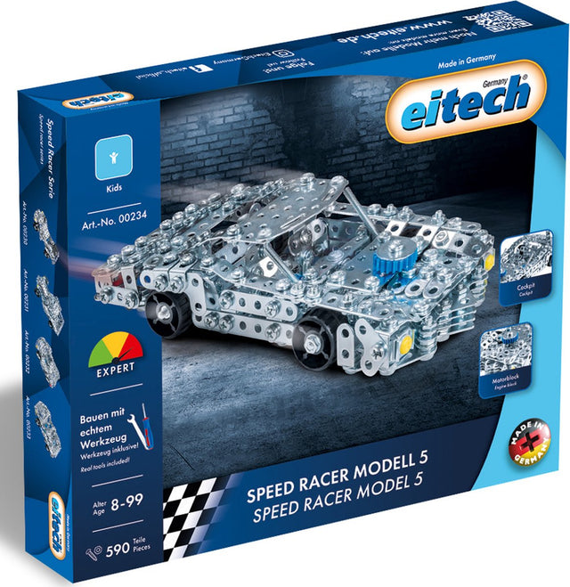 Eitech ® bouwdoos – speed racer model 5 – 590-delig – metalen bouwpakket met gereedschap – constructiespeelgoed – vanaf 8 jaar