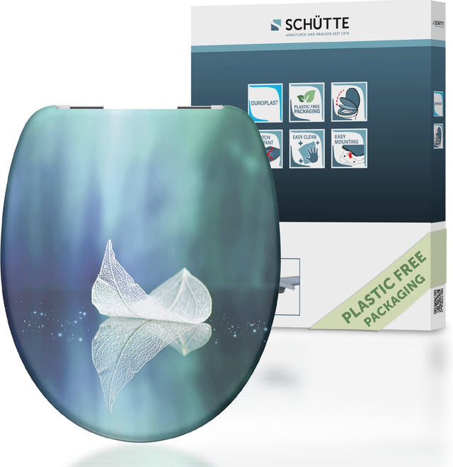 Schütte WC-Sitz 82153 Fallenblatt – Duroplast – Absenkautomatik – Chromscharniere – Dekor – 1-seitiger Druck