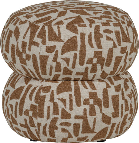 Woood anic poef - polyester - grafisch patroon - bruin - 40x43x43