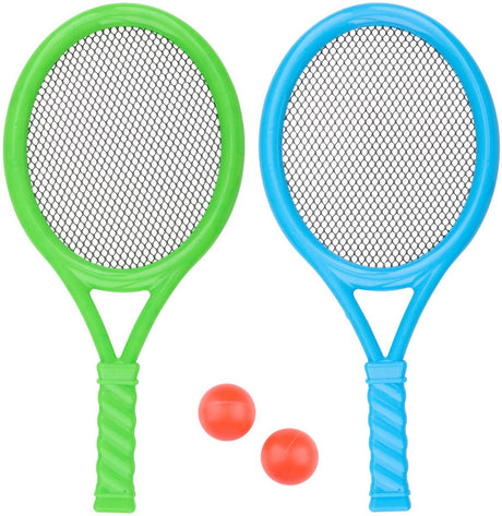 Eddy toys tennis set 4 delig - tennis playset met 2 tennisrackets en 2 ballen - tennis set voor 2 spelers - lichtgewicht rackets - buitenspeelgoed voor tuin en strand - item 29756