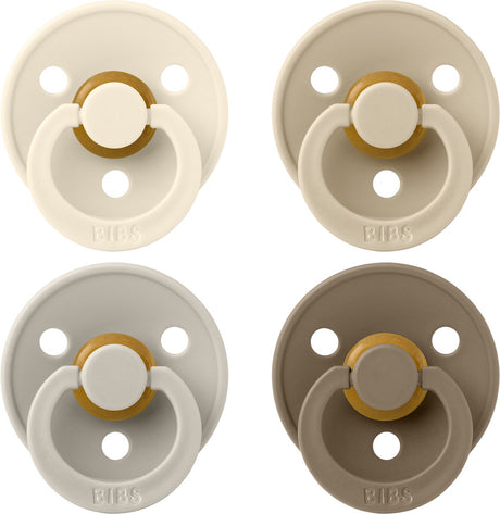 Lätzchen – Schnuller – Farbe – 4er-Pack – rund – Elfenbein Sand Vanille dunkle Eiche – Größe 1