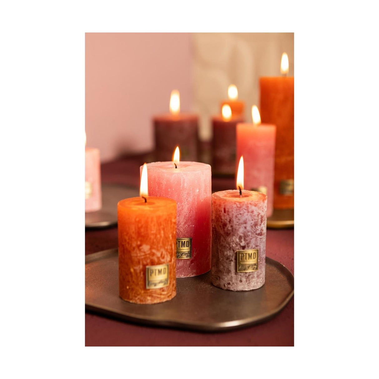 Ptmd stompkaars rustiek roze 10cm