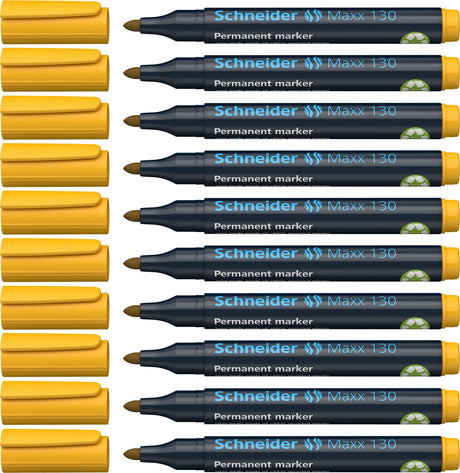 Schneider Schreibgeräte Schneider Permanent Marker - Maxx 130 - Rundspitze - Gelb - 10 Stück - Strichstärke 1-3 mm - S-113005-10