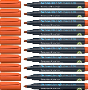 Schneider Schreibgeräte Schneider Permanent Marker - Maxx 130 - Rundspitze - Orange - 10 Stück - Strichstärke 1-3 mm - S-113006-10