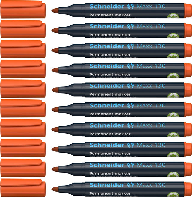 Schneider Schreibgeräte Schneider Permanent Marker - Maxx 130 - Rundspitze - Orange - 10 Stück - Strichstärke 1-3 mm - S-113006-10