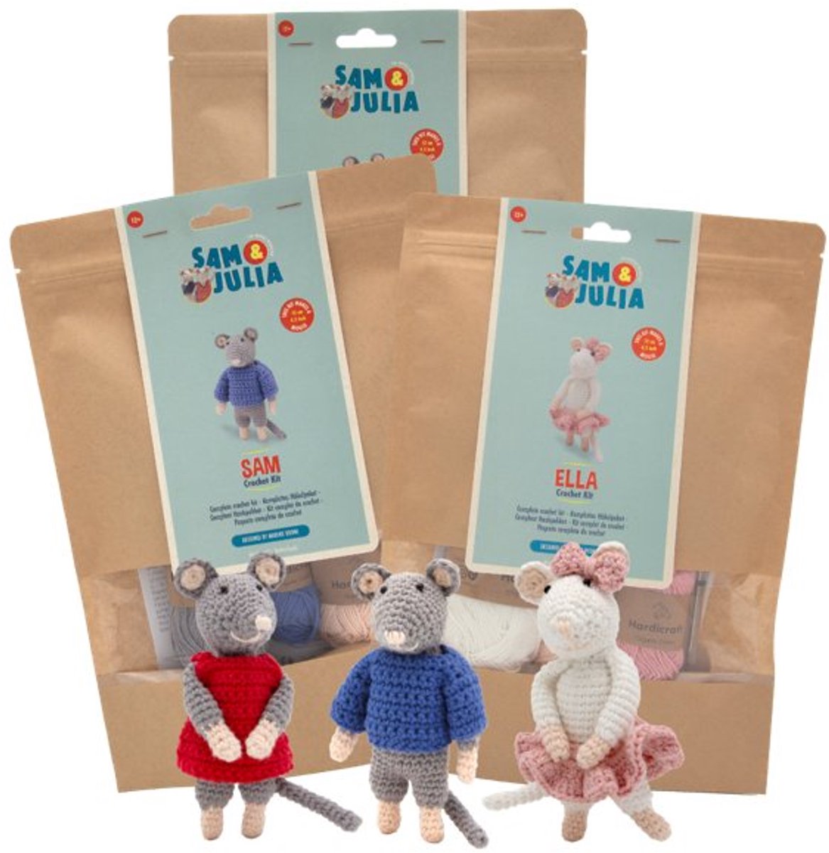 Sam julia - haakpakket muisje julia - 12 cm muisje voor je muizenhuis of poppenhuis