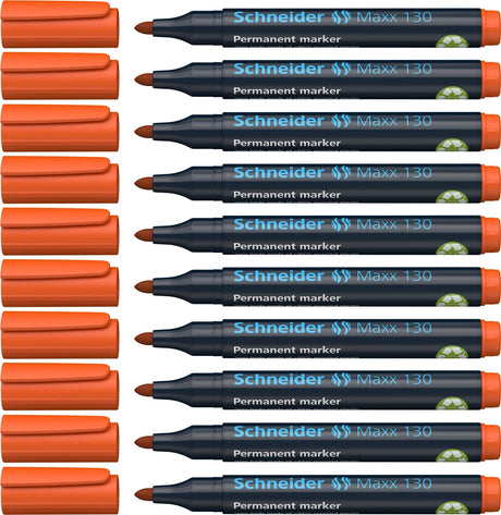 Schneider Schreibgeräte Schneider Permanent Marker - Maxx 130 - Rundspitze - Orange - 10 Stück - Strichstärke 1-3 mm - S-113006-10
