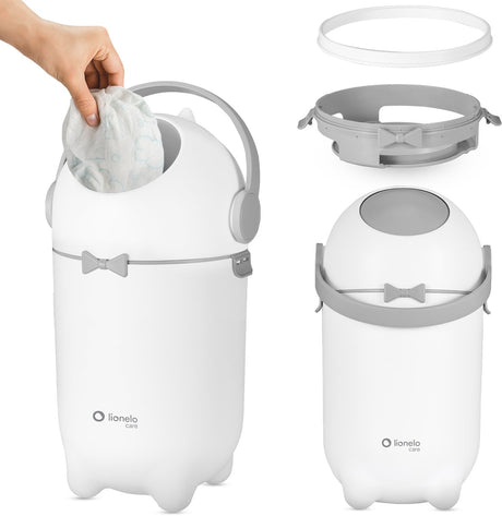 Lionelo purebin – luieremmer 10l – geurwerend hermetisch – universele zakken (geen navullingen) – eénhandbediening – hygiënische afvalemmer voor gebruikte luiers