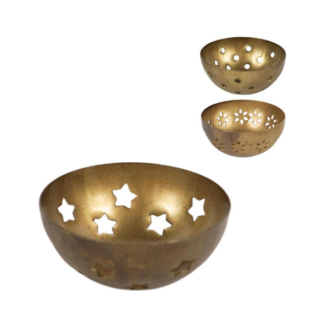Teelicht- und Bernsteinhalter goldfarben 7,5 cm, 3er-Set