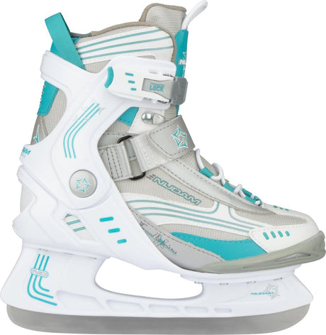 Nijdam Eishockey-Schlittschuhe – Halbweicher Stiefel – Weiß Grau Blau – Größe 36