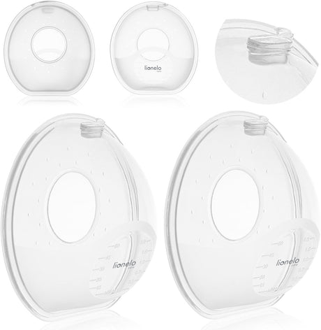 Lionelo milchig einfach - Milchauffangset 2-teilig - 2x60 ml - BPA-frei - passt in BH - Größenangabe - wiederverwendbar - sterilisierbar