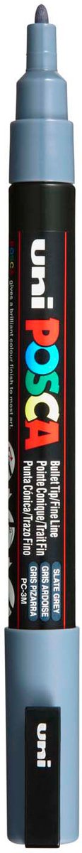 Uni-Posca Posca-Marker, Größe PC-3m, Strichbreite 0,9–1,3 mm, fein, Schiefergrau, 1 Stück