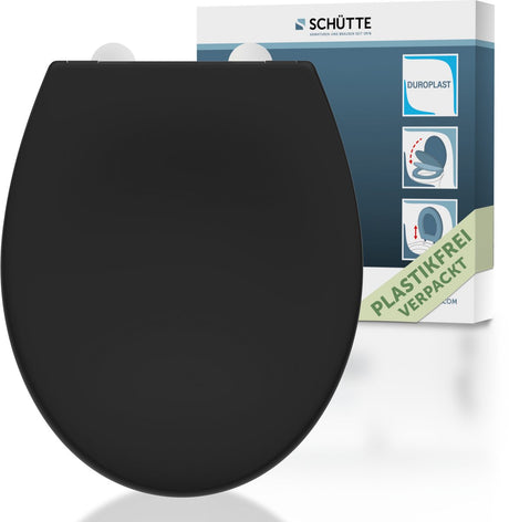 Schütte WC-Sitz 82410 schwarz – Duroplast – Absenkautomatik – klickbar – Edelstahlscharniere – Belastbarkeit bis 175 kg – lackiert – schwarz