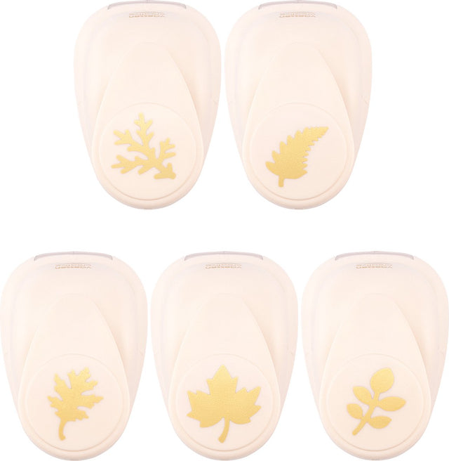 Vaessen creative pons set - figuurpons - herfstblaadjes - 5 st. - 1,7 tot 2,5 cm