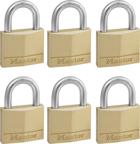 Masterlock hangslot - massief messing - gelijksluitend - 40mm - 6 stuks - 140eursix