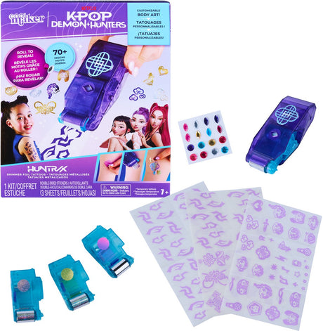 Cool maker - kpop - glinsterende kpop demon hunters huntr x-folietatoeages met roller en 3 folies combineer meer dan 70 tijdelijke tatoeages knutselset