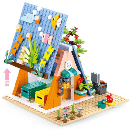 Sluban girls dream kampeerhut bouwspeelgoed kinderen vanaf 6 jaar – constructiespeelgoed bouwdoos met 341 bouwstenen – m38-b1088