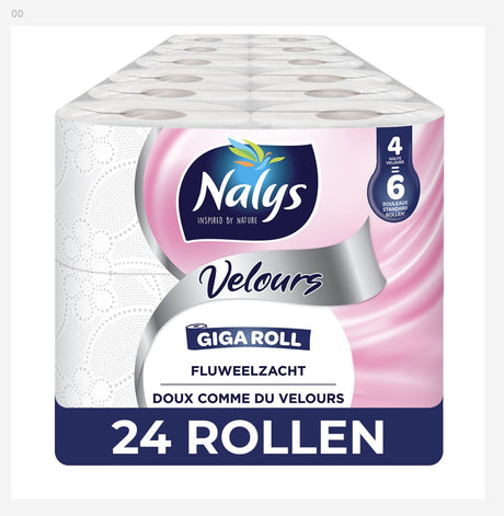 Nalys velours toiletpapier - 24 giga rollen (24=36) - 3 laags voordeelverpakking - in papieren verpakking