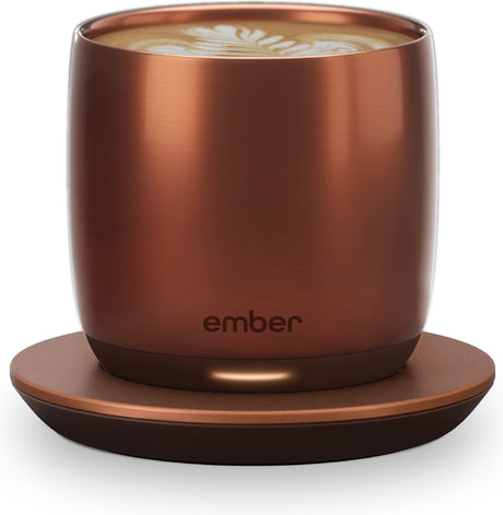 Ember Cup Kaffeetasse – smarte Tasse mit mobiler App – Tassenwärmer – Kaffeetassen mit einstellbarer Temperatur – kratzfeste Teetasse Kaffeetasse – 178 ml – Kupfer