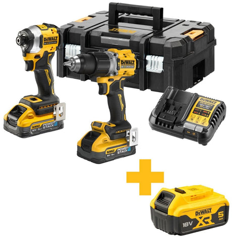 Dewalt dck2050h2t-qw | 18V XR kompaktes bürstenloses Twin-Kit DCD805 DCF850 | 2x 5,0 Ah Batterie | im Tstak-Fall - dck2050h2t-qw