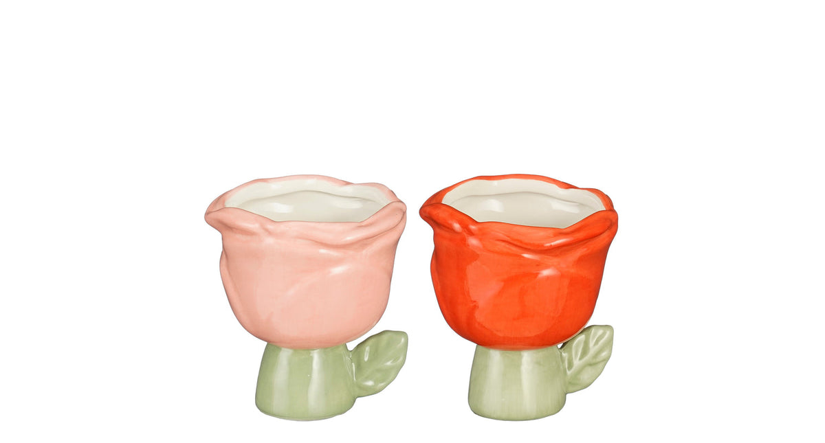 Pot roos roze rood 2 assorti - l11xb10xh11cm