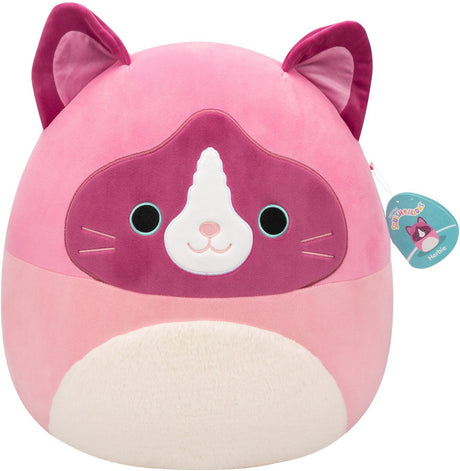 Squishmallows - medium plush 30cm herbie - pink snowshoe cat w fuzzy belly