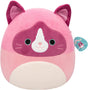 Squishmallows - medium plush 30cm herbie - pink snowshoe cat w fuzzy belly