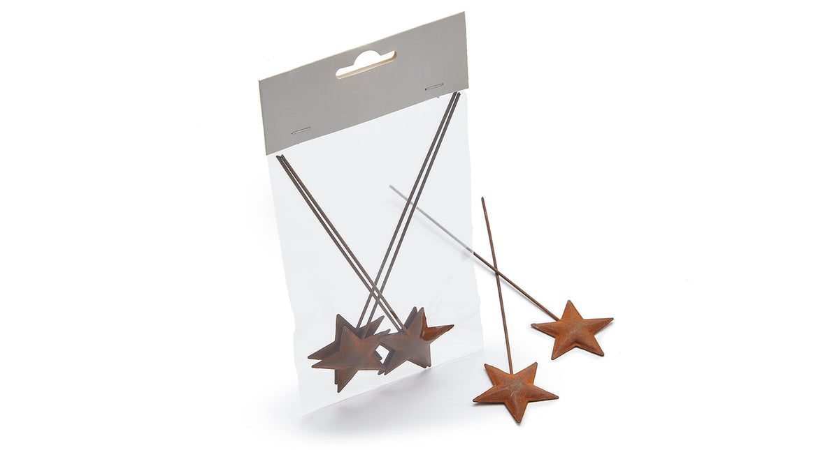 Pic metal star k 4,3x17cm rusty 4pcs