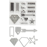 Creativ Firmenstempel, Prägefolder und Stanzformen, Wörter und Zeichen, Größe 1,5-6 cm, 1 Box