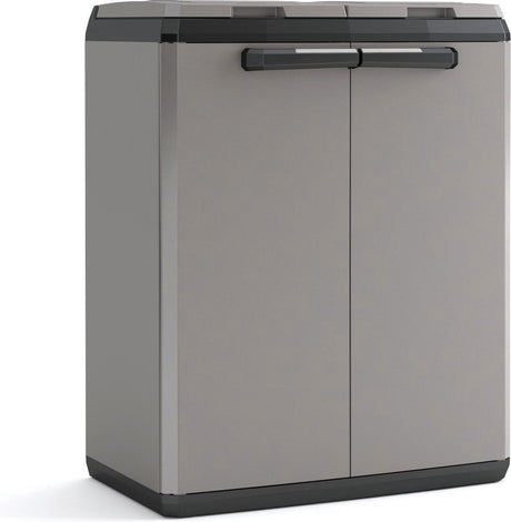 Keter split basic recycling vuilnisbak voor buiten - 68x39x85 cm - grijs zwart