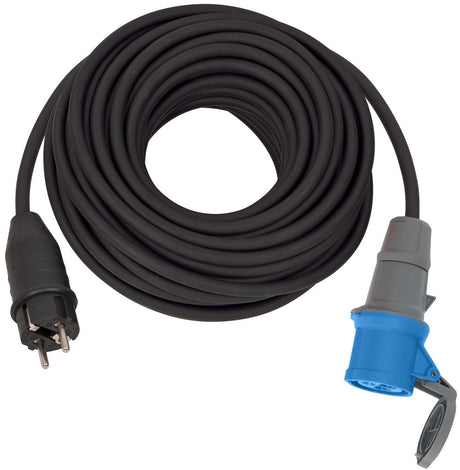 Brennerstuhl Camping Stromkabel | cee 7 7 - cee 3-polig 230 V 16a | 3x 2,50mm | ip44 | schwarz | 25 Meter