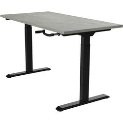 Sitz-Steh-Schreibtisch Euroseats Kurbel Burslibl160oxy grau, schwarzes Betonmetall