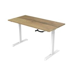 Sitz-Steh-Schreibtisch Euroseats Kurbel Bursliwh180nat Braun, weißes Eichenmetall