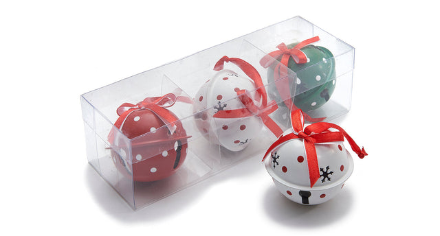 Jingle bell hanger 6cm red white green 3pcs