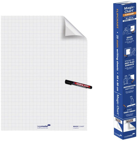 Legamaster - flipover - rol - magic flipchart folie - met ruiten - (25x25 mm) - 25 vellen