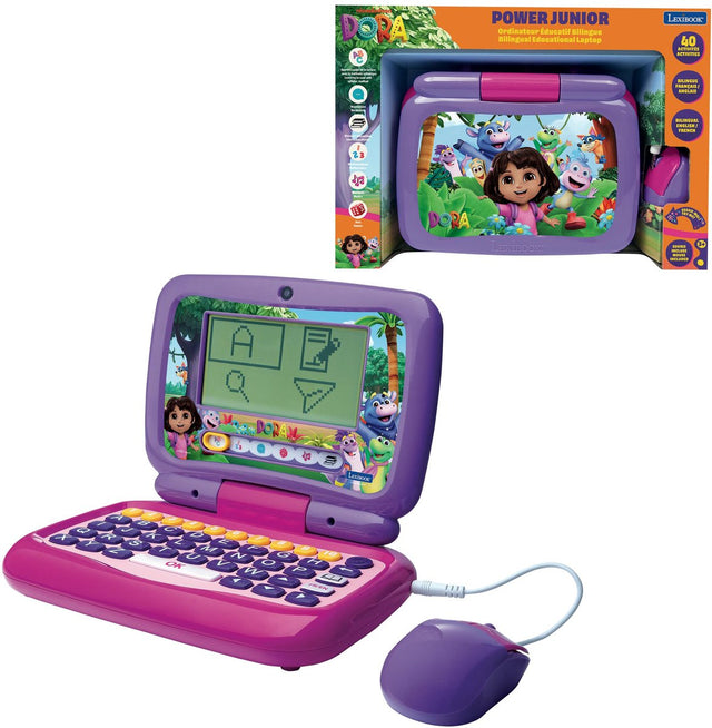 Lexibook stroom kid® tweetalige educatieve laptop dora – 40 activiteiten in het engels en frans