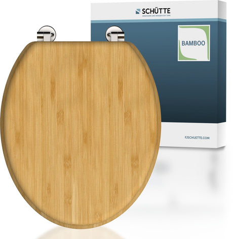 Schütte WC-Sitz 81001 Bambus natur – Massiver Bambus – Chromscharniere – Belastbar bis 175 kg
