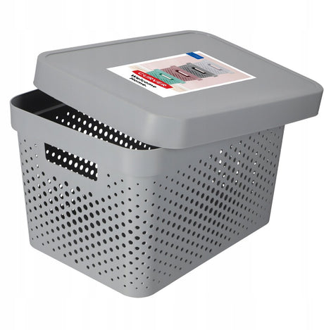 Curver Infinity-Serie – Aufbewahrungsbox mit Deckel – durchbrochen – 17 l – hellgrau