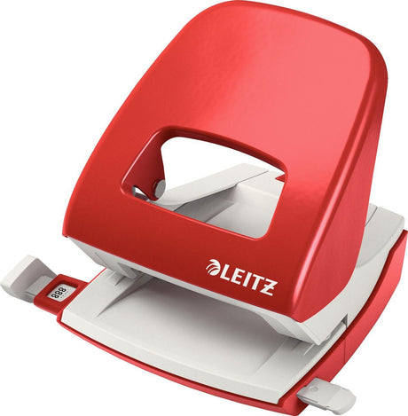 Leitz nexxt Metall-Schreibtischlocher – stanzt bis zu 30 Blatt – für Ordner und Ringbücher – rot