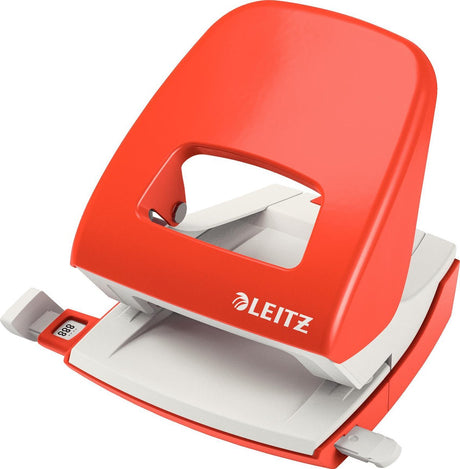 Leitz nexxt Metall-Schreibtischlocher – stanzt bis zu 30 Blatt – für Ordner und Ringbücher – hellrot