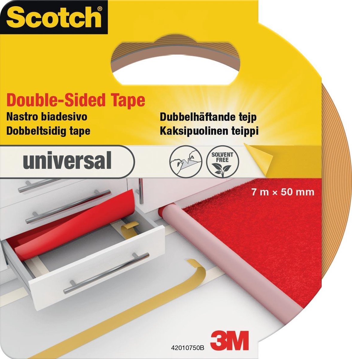 Markenloses Sans Marque Scotch® doppelseitiges Klebeband Universal, 42010750, hellbraun, 50 mm x 7 m, 1 Rolle