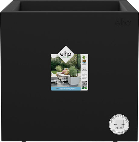 Elho Vivo Next Square 40 – Pflanzgefäß für drinnen und draußen – 100 % recycelter Kunststoff – L 39,0 x H 37,9 cm – Living Black