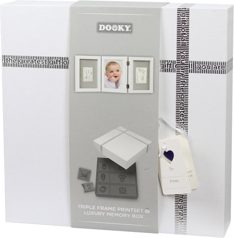 Dooky baby hand- en voetafdruk lijst met memory box – foto en klei afdrukken – huidvriendelijk eenvoudig te maken – kraam- of cadeau geschenk