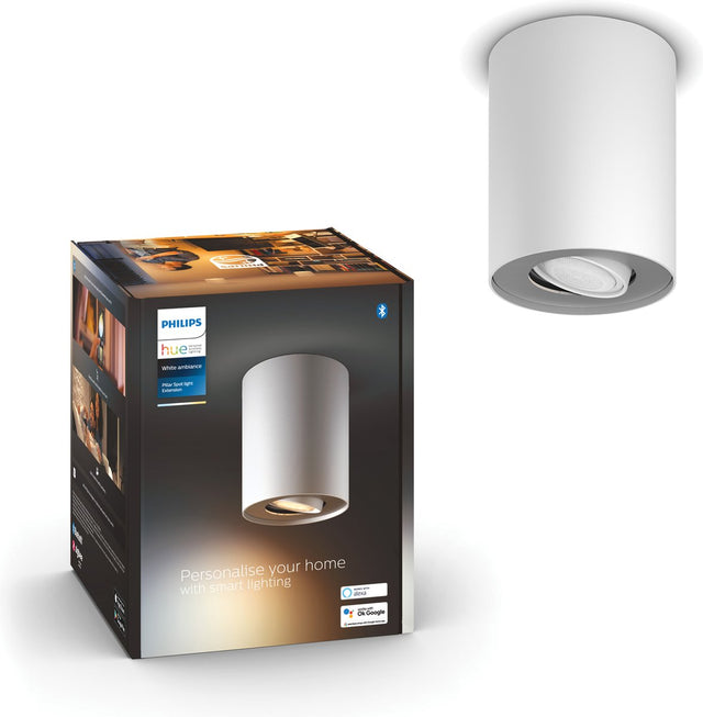 Philips hue pillar opbouwspot - warm- tot koelwit licht - 1-spot - wit - gu10