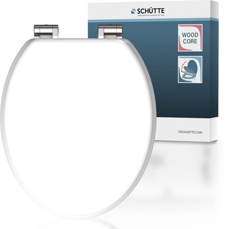 Schütte WC-Sitz 84100 weiß – MDF-Holz – Absenkautomatik – Chromscharniere – Belastbarkeit bis 175 kg – lackiert – weiß