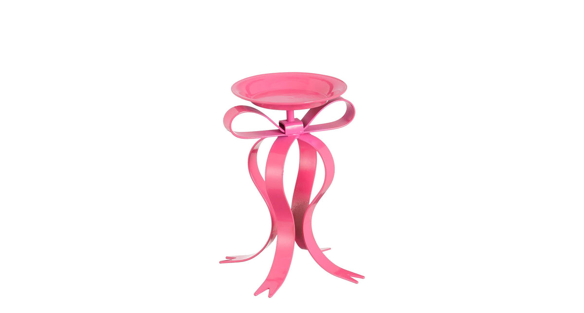 Kandelaar strik roze - l17xb14xh20cm